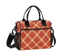 SyXIOP Motivo a scacchi Oro Rosso Eco-Friendly Borsa Pranzo Heavy Duty con Tracolla Uomini Borsa Pranzo per il Lavoro per la Scuola Materna Bolsa para lonche