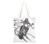 SyXIOP Motociclista sta cavalcando bici classica borsa di tela con manici Donne Tote Bag Canvas drogheria Tote Tote per Viaggiare Bolsa de lona