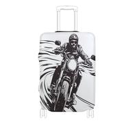 SyXIOP Motorcyclist is Riding Classic Bike - Copertura elastica per bagagli, resistente ai graffi, accessorio da viaggio per bagagli da 45,7 a 81,7 cm, Motociclista è in sella a una bici classica, L