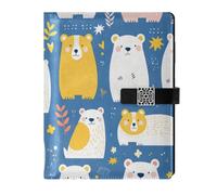 SyXIOP Mr &mrs Bear Peach Blu pelle foderato soggetto notebook portatile college a righe notebook per lavoro 6.7x9.2