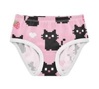 SyXIOP Mutandine sportive in cotone per ragazze mutandine triangolari elastiche per ragazze un simpatico gatto pixel nero cartone animato, Un simpatico gatto pixel nero dei cartoni animati, 8 Years