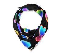 SyXIOP Neon Magico Cuore A Forma di Nero Quadrato Testa di Seta Sciarpa Dei Capelli Scialli E Avvolge Funky Seta Sciarpa Dei Capelli Per Dormire Per L'Inverno Bufanda para Mujer Elegante