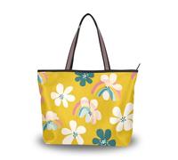 SyXIOP Oliver Jeffers Style Azalea Yellow Rainbow tessuto di seta con cerniera piccole borse comode per le donne in pelle per tutti i giorni e viaggi, Oliver Jeffers Style Azalea Giallo Arcobaleno