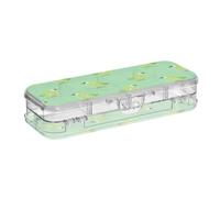 SyXIOP Oliver Jeffers Style Kiwi Jade Bird design verde progettato plastica matita scatola trasparente doppio piano contenitori per cancelleria forniture con scatto e coperchio