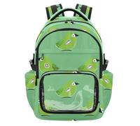 SyXIOP Oliver Jeffers Style Kiwi Jade Bird design verde trasparente zaino da viaggio resistente zaino da viaggio per ragazzi ragazze bambini, età 7-18 mochilas escolares para ninas de