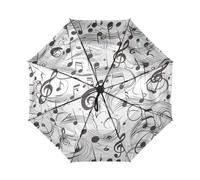 SyXIOP Ombrello automatico a prova di vento con note per il personale nero per donne uomo si adatta allo zaino borsa