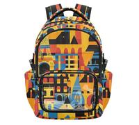 SyXIOP Paris Castel - Zaino trasparente colorato per bambini in stile astratto per la scuola, resistente, trasparente, per scuola, viaggi all'aperto, età 7-18 anni mochilas escolares para nino