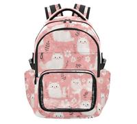 SyXIOP Peach Cute White Cats Primavera Trasparente Bookbag Zaino Grande Capacità Bookbag con Cinghie Imbottite per Bambini Studenti, Età 7-18 regalos de navidad para ninas