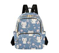 SyXIOP Peach Cute White Cats Spring Blue 12.5 Inch Large Capacity zaino per le donne zaini per affari, Peach Cute White Cats Spring Blue, M, Casual