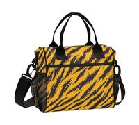 SyXIOP Pelle di animale leopardo giallo nero ecologico borse per il pranzo per le donne con tracolla Lunch Box per adulti per viaggio lonchera para adolescenti