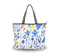 SyXIOP Piccole borse riutilizzabili in tessuto di seta con cerniera con fiori colorati per donne per tutti i giorni e viaggi, Fiori colorati., Large