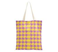 SyXIOP Pied de poule Viola Giallo Borse di Tela Bulk con manici Tote Bag Economici Riutilizzabili Borse di Tela per Viaggiare Bolsa de lona