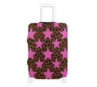 SyXIOP Pink Glow Star Leopard Print - Copertura elastica per bagagli, resistente ai graffi, accessorio da viaggio per bagagli da 45,7 a 81,7 cm, Stampa leopardata con stelle fosforescenti, L 26-28 in