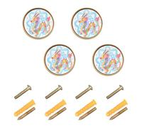 SyXIOP Pomelli rotondi da cucina a forma di drago giallo, 32 mm, per libreria, confezione da 4