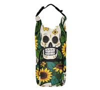 SyXIOP Portabottiglie con teschio di girasole verde multi formato per zaino da 50/60/91/1134 ml, per adulti e bambini, per camminare, escursionismo, campeggio, viaggi, accessori per mochilas