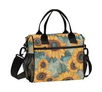 SyXIOP Retro Girasoli Impermeabile Lunch Bag Donne con Tracolla Lunch Boxes per il Lavoro per la scuola materna loncheras Bonitas termicas para Mujer
