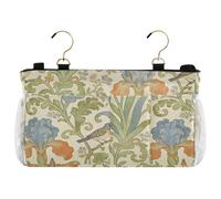 SyXIOP Retro Iris Bird William Morris Beige Comodino Caddy Letto Organizer Appeso Comodino Caddy per Libri Cellulari Chiavi Bottiglia d'acqua organizador para la cama