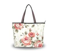 SyXIOP Romantico rosa rose tessuto di seta con cerniera tote bag donna borse alla moda per le donne per ballo di fine anno fidanzamento cocktail party matrimonio, Rose Rosa Romantiche, Large