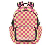SyXIOP Rosa e Giallo Americano Plaid Trasparente Scuola Zaino PVC Trasparente Trasparente Trasparente Bookbag per Scuola Lavoro Viaggio, Età 7-18 mochilas escolares para nino