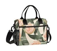 SyXIOP Rosa Rosa Fiori Borsa Pranzo Regolabile con Porta Bottiglia D'acqua con Tracolla Borse Pranzo per Teen per Picnic bolsos de almuerzo para Mujeres