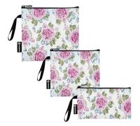 SyXIOP Sacchetti multiuso riutilizzabili per snack, con rose antiche e pesche, per lavoro, ufficio, viaggi, picnic, confezione da 3