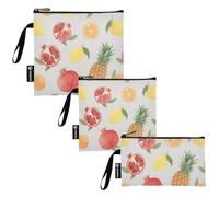 SyXIOP Sacchetti riutilizzabili per panini e snack, impermeabili, 3 pezzi, con melograno rosso, arancia, ananas, per gli amici del campeggio e gli attrezzi