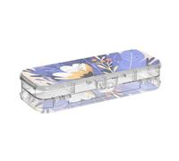 SyXIOP Scatola di plastica trasparente a doppio strato trasparente per penne rigide con motivo a flussi blu illustrazione per forniture di cancelleria con coperchio a scatto