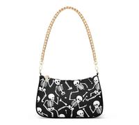SyXIOP Scheletro Halloween Black Skull trendy piccole borse a tracolla per le donne con multi tasche borse a mano per le signore