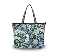 SyXIOP Seaweed Leaf Blue Flower William Morris tessuto di seta con cerniera hobo borse comode borse alla moda e borse per tutti i giorni e viaggi, Foglia di alghe blu fiore William Morris, Medium
