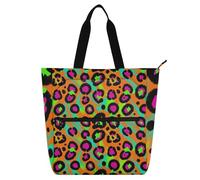 SyXIOP Simpatica borsa a tracolla per libri per ragazzi ragazze donne, stampa leopardata nera pelle di ghepardo grande biblioteca libro borsa a tracolla con tasche per la scuola shopping drogheria