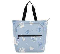 SyXIOP Simpatica borsa per libri per bambini, studenti, adulti, simpatiche impronte di zampe di cane, amanti dei cuccioli, modello blu, regalo resistente all'acqua, borsa per lezioni di pianoforte per