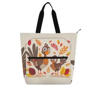 SyXIOP Simpatica borsa tote per bambini, donne, uomini, tacchino del Ringraziamento, resistente agli strappi, borsa tote con cerniera per lo shopping universitario spiaggia de tela para
