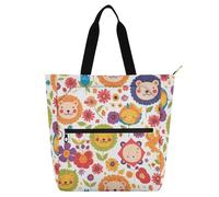 SyXIOP Simpatica borsa tote per bambini ragazzi ragazze, fiori di leone semplice primavera resistente all'acqua borse tote con cerniera per la scuola shopping spiaggia de tela para