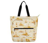 SyXIOP Simpatica borsa tote per bambini ragazzi ragazze, giallo vela faro impermeabile borse per la spesa borsa da spiaggia con tasche con cerniera per scuola e tempo di gioco bolsa de tela para