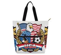 SyXIOP Simpatica borsa tote per gli amanti dei libri, pallone da calcio della Coppa del Mondo 2026 Grande Borsa per insegnante resistente per la scuola Shopping Beach para libros de lectura