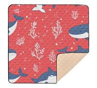 SyXIOP Simpatico tappetino da gioco antiscivolo per bambini, con balena blu, grande, per attività e palestra, leggero, pieghevole, imbottito, per neonati, neonati, bambini, 127 x 127 cm