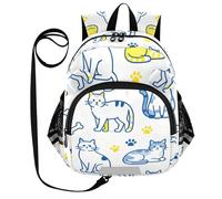 SyXIOP Simpatico zaino con orecchie carine, guinzaglio per ragazzo, ragazza, anti-smarrimento, semplice, moderno, con striscia riflettente, gatto cattivo blu e giallo, Gatto cattivo blu e giallo, M