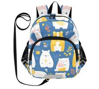 SyXIOP Simpatico zaino per bambini con orecchie divertenti, con guinzaglio, per ragazzi e ragazze, borsa anti-smarrimento, per la scuola, con striscia riflettente, motivo: orso Mr & mrs Peach Blue, Mr