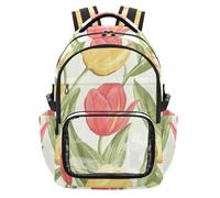 SyXIOP Spring Retro Blooms Yellow Pink Clear School Backpack Heavy Duty See Through Bookbag per scuola università lavoro, età 7-18 mochilas de ninas para escuela