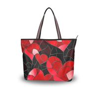 SyXIOP Stained Glass Heart Red Black San Valentino tessuto di seta borse con cerniera e borse estive pulcino borse a tracolla per donne per ballo di fine anno fidanzamento cocktail party matrimonio