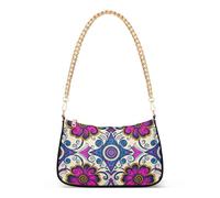 SyXIOP Stile indiano Paisley Fiore Magenta Blu alla moda borsa a tracolla per la donna con multi tasche borsa a mano per le donne che viaggiano
