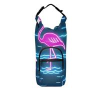 SyXIOP Summer Neon Flamingo Wave Navy Blue Bottle Sling Versatile Portabottiglie per Passeggiare 20/24/32/4 oz per passeggiate quotidiane, escursioni e altre attività all'aperto Accessori per