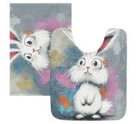 SyXIOP Tappetino da bagno antiscivolo antiscivolo Cartoon Cute White Rabbit