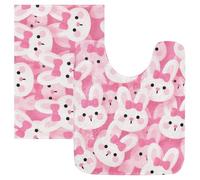 SyXIOP Tappetino da bagno antiscivolo Cartoon Cute Rabbit Rosa