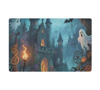 SyXIOP Tappeto decorativo retrò Halloween castello nero per ingresso esterno, retro in gomma antiscivolo e passatoia lavabile, tappetino per porta assorbente, tappetino per interni 81,3 x 50,8