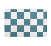 SyXIOP Tappeto decorativo verde e bianco americano scozzese per ingresso esterno con retro in gomma antiscivolo e lavabile tappeto per lavanderia ultra sottile zerbino di benvenuto anteriore 81,3 x