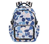 SyXIOP Terrazzo Pattern Glory Blue Clear Kid Zaino per la scuola Zaino per libri di grande capacità con cinturino rinforzato per ragazzi e ragazze, età 7-18 mochila de viaje para nina