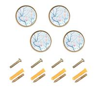 SyXIOP Tree Love - Pomelli e maniglie per armadietti da cucina, 32 mm, per camera da letto, confezione da 4, colore: blu pastello