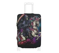 SyXIOP Tristo Mietitore Cavalcando Unicorni Elastici Grandi Coperture per Bagagli Anti Graffio Copertura Bagagli Travel Essentials Fit 45-81 Pollici Bagagli, Tristo Mietitore Equitazione Unicorni, M