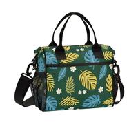 SyXIOP Tropical Leaf Fiore Verde Oliva Impermeabile Maschio Lunch Bag con Tracolla Lunch Cooler per gli Uomini per il Campeggio luncheraparaalmuerzo para Hombre